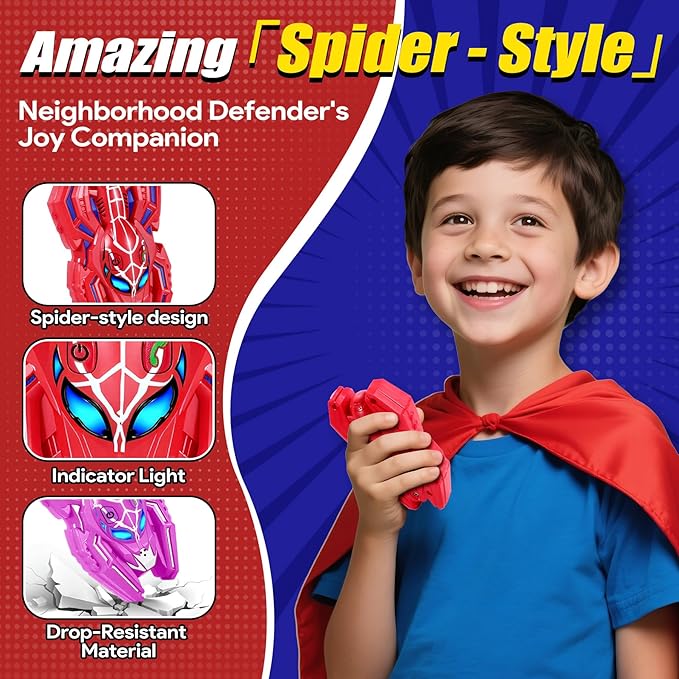 Vvinca Spider Walkie Talkies for Kids Toys Ages 3 4 5 6 7 8 9 10 Boys Girls 3 Pack Superhero Toys Lanyard Long Range Clear Sound Outdoor Game Camping Gear Spy Gadgets & Easter Christmas Birthday Gifts