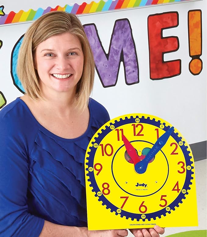 Carson Dellosa 13" x 12" Judy Clock, Learn to Tell Time with Color Coded Clock Hands, Analog Time Telling for Kids, Hands-On Learning Education Classroom and Homeschool Supplies - Image 5