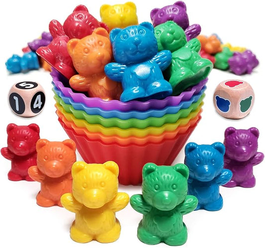 Cute & Cuddly Counting Bears with Dice - Sort, Count, Match & Play 60pc by KIDSKORNERTOYS