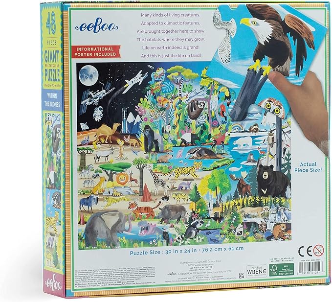 eeBoo Within The Biomes 48 Giant Piece Children's Puzzle, 30" x 24" - Image 3