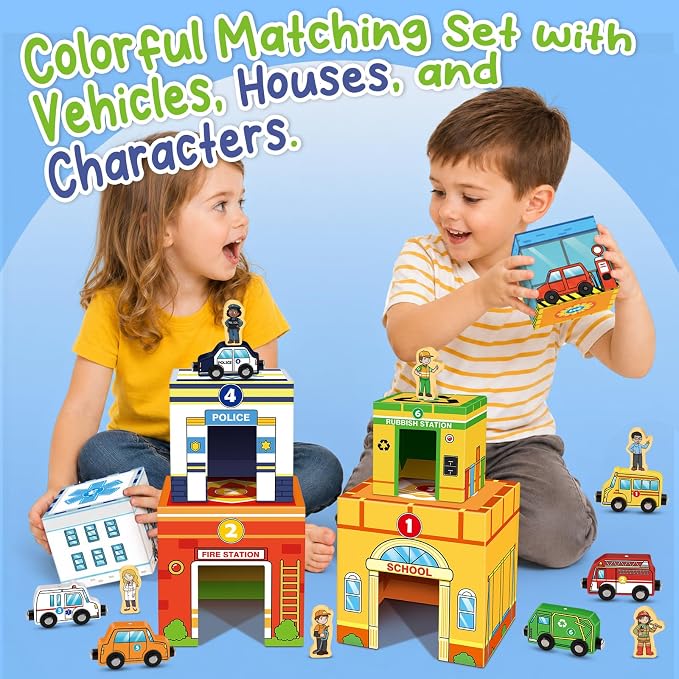 Magnetic Wooden Vehicles & STEM Sorting Blocks – Montessori Toys Age 3+ - Image 3