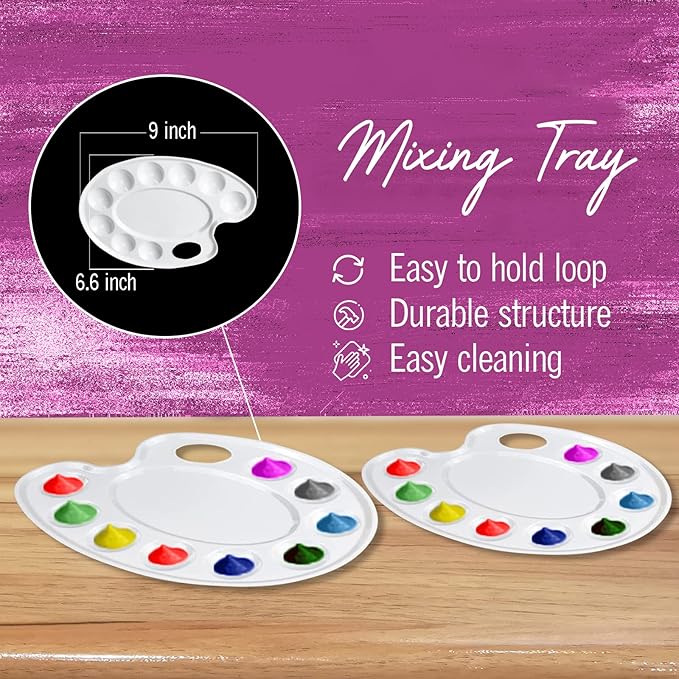 Kids Painting Set, Washable Paint for Kids 6 Colors, 7 Paintbrushes, Paint Palette, Non-Toxic Toddler Painting Set 2 oz Each, Tempera Paints for Art, Crafts, Finger Paints Gifting Bundle
