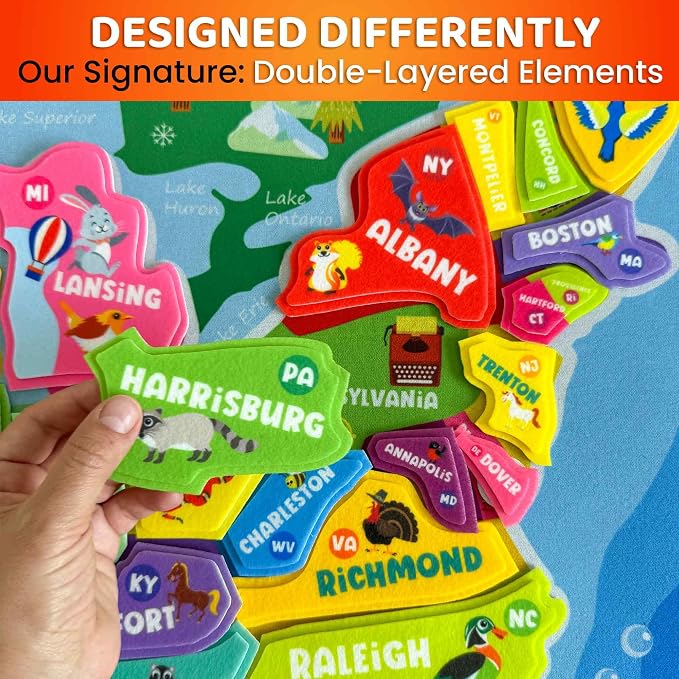 USA Felt Board for Kids 3-5 Years Old - Preschool Learning Activities - Image 5