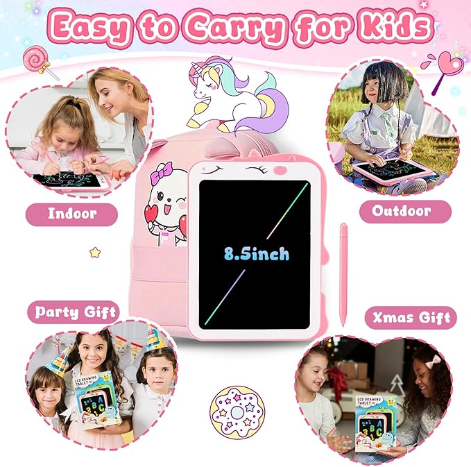 LCD Writing Tablet for Kids, Unicorn Girl Toys, Toddlers Toys Drawing Board, Educational Doodle Pad Kid Toy for 3 4 5 6 7 8 Year Old Girls Boys Easter Birthday Party Xmas Gift, 8.5inch