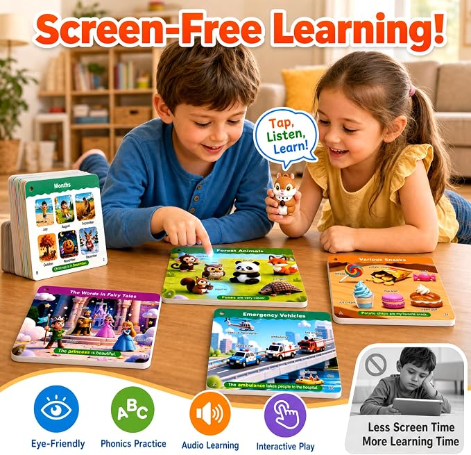 Phonics Flash Cards with Talking Pen, 112 Pages,56 3D Flash Cards,Ages 4-8 - Image 2