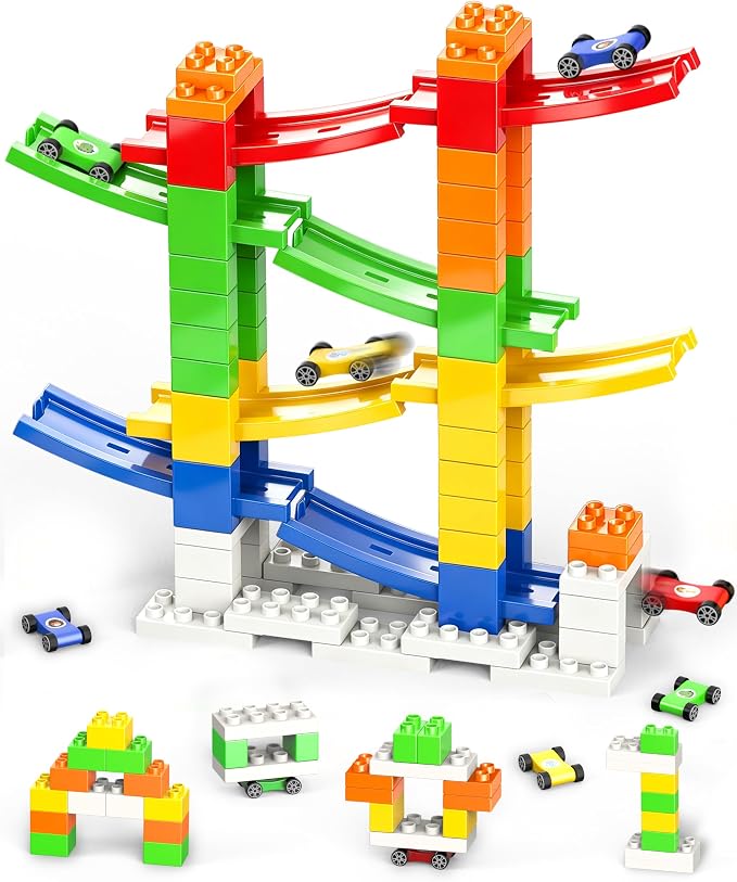DIY Building Blocks Car Ramp Race Track Toy for Boys Ages 3+, STEM Gift by Unknown