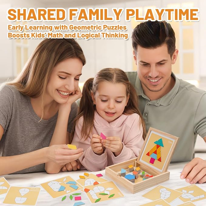 130 Pcs Wooden Magnetic Pattern Blocks Set for Kids & Kids Ages 4–8 - Image 5