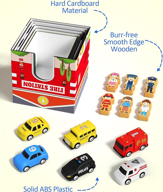 Coogam Montessori Sorting & Stacking Blocks with Nesting Garages Cars - Image 6