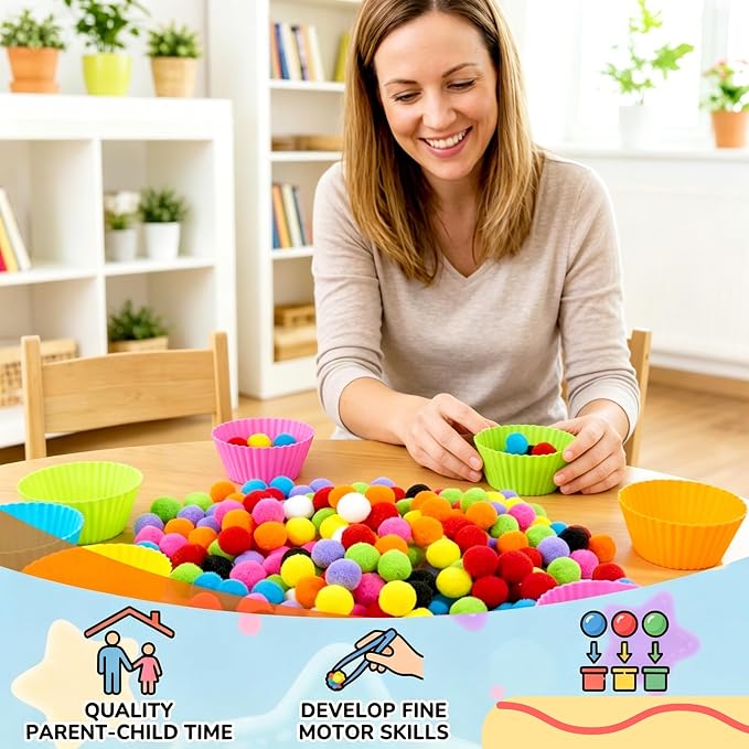 Bbiamsleep 180 Pcs Sensory Bin Fillers, Sensory Bin Pompoms - Image 6