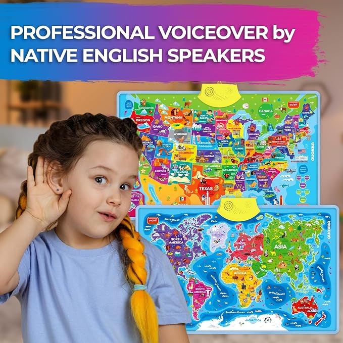Educational Toys for Kids 5-7 Year Old - USA World Maps Puzzle Chart - Image 2