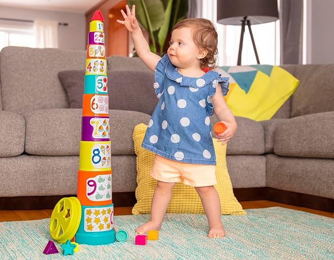 Battat Stacking Cups Shape Sorter, Sort & Stack Nesting Cups Set, Toddler - Image 2