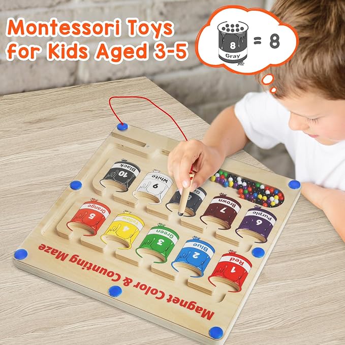 Magnetic Color and Number Maze, Montessori Toys Gift for 3-5 Year Boy Girl - Image 6