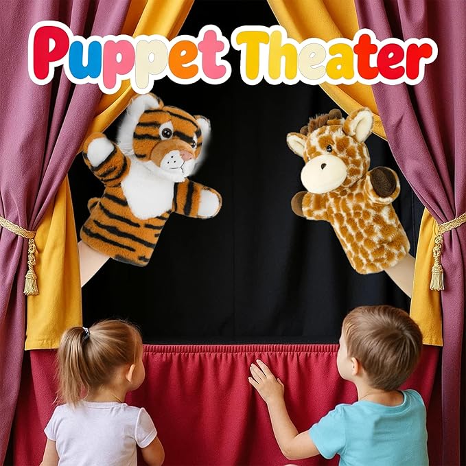 Soft Hand Puppet Large Safari Animal for Story Time Teaching Educational Toy Adult Hands Fit Washable Stuffed Long Neck Giraffe