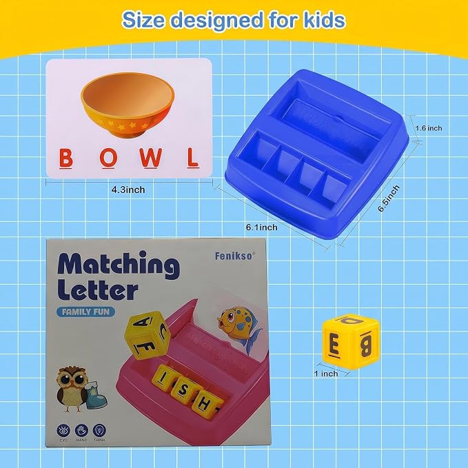 Fenikso Matching Letter Game, Alphabet Spelling & Reading Words, Objects & Color Recognition, Early Learning Educational Toy for Preschool & Kindergarten Kids Over 3-8 Years Old, Best Gifts - Image 3