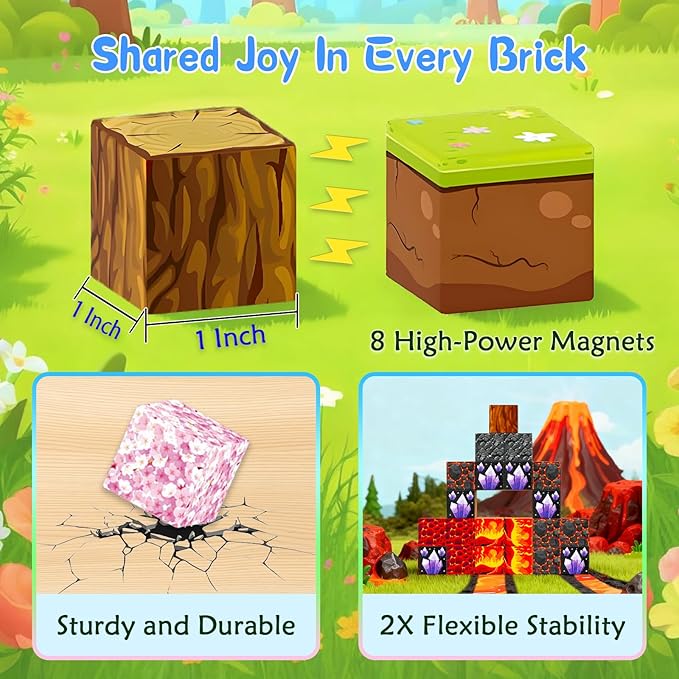 158PCS Magnetic Blocks- Magnetic Cubes 3D Dinosaur World for Kids STEM Construction Toys - Learning Educational Magnetic Building Blocks for Boys & Girls Ages 3 4 5 6 7 8 9 Christmas Birthdays Gifts