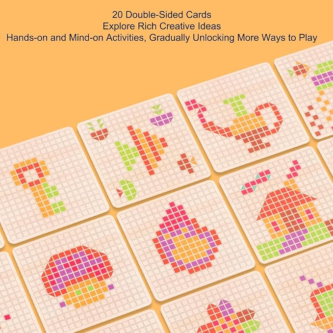 Wood Puzzles Color Blocks Colorful Geometric with Teaching Cards 210 Pieces - Image 4