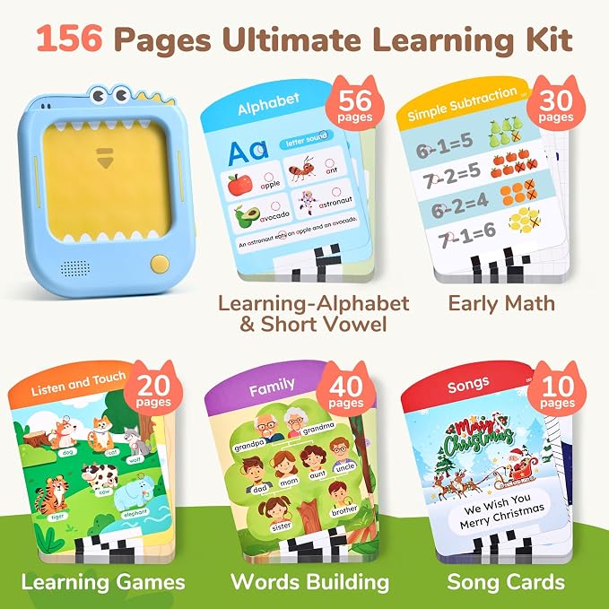 JoyCat Kids Learning Tablet, 156-Page Talking Phonics Flash Cards - Image 2