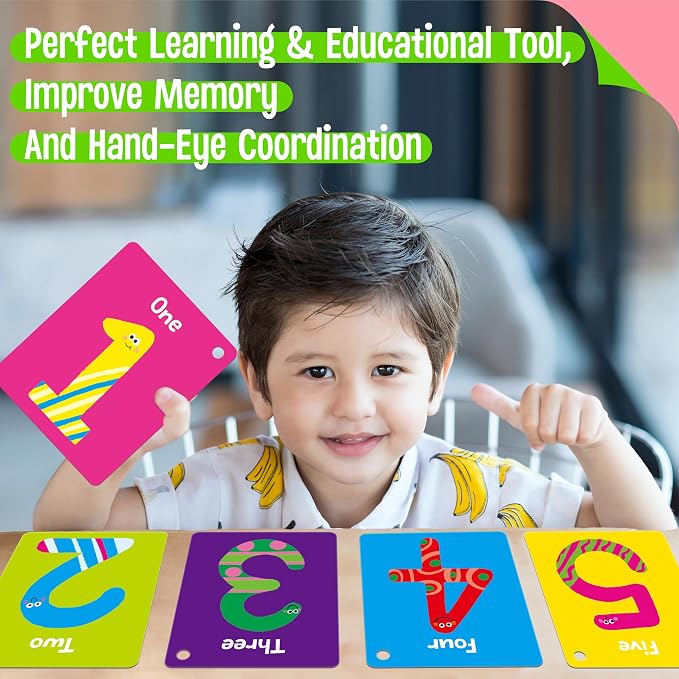 51 PCS Number Flashcards, 0-50 Double Sided Printed Cards with 2 Reclosable Rings, Learn Numbers, Learn to Count-Fun Learning and Educational Flashcards Learning Tool for Kids, Preschoolers, Toddlers - Image 5