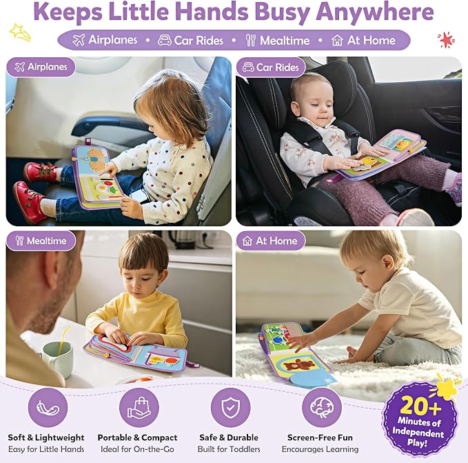 Busy Book for Toddlers 1-3,Montessori Daily Life Felt Activity Book - Image 6