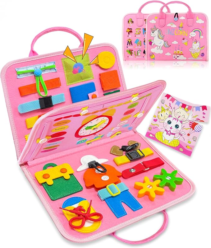 Exorany Busy Board Montessori Toys for Toddler Girl Birthday Gift Busy Book by Exorany