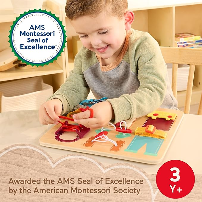 Fisher-Price Wood Montessori Dressing Board Busy Activity - Image 2