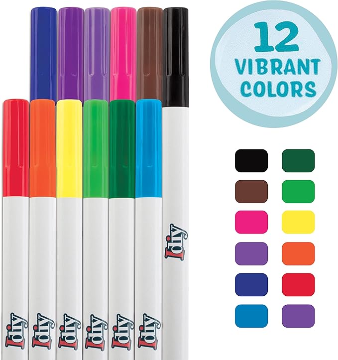 Fabric Markers Set of 12 Permanent Paint Pens- Fine Bullet Tip for DIY Xmas Ornaments, Decorations, Clothes, Shoes, Bags- Non-Toxic Stocking Stuffers for Kids, Artists, Holiday Arts & Crafts Supplies