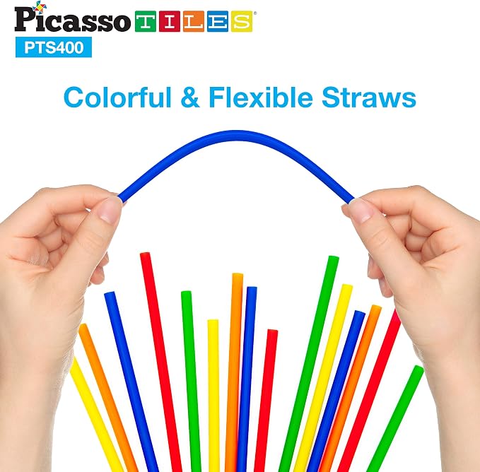 PicassoTiles 400 Piece Straws and Connectors, STEM Construction Set Ages 3+ - Image 7