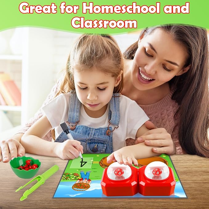 Kasfalci Math Board Games for Kids with Dice Poppers,Math Manipulatives,Dice Games,Addition Subtraction Games,Math Counters,Counting Toys,Fine Motor Toys,Kindergarten Classroom Homeschool Supplies - Image 7