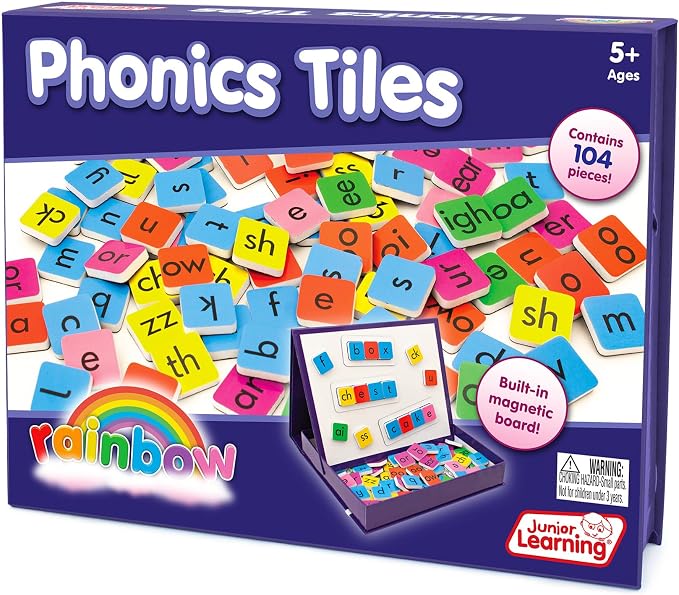 Junior Learning Rainbow Phonics Tiles with Built-in Magnetic Board Multi - Image 7