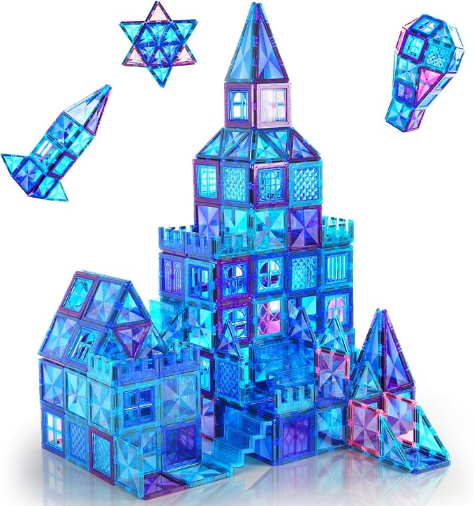 AFUNX Diamond Magnetic Tiles,116PCS Sturdy-Build STEM Toys for Kids by AFUNX