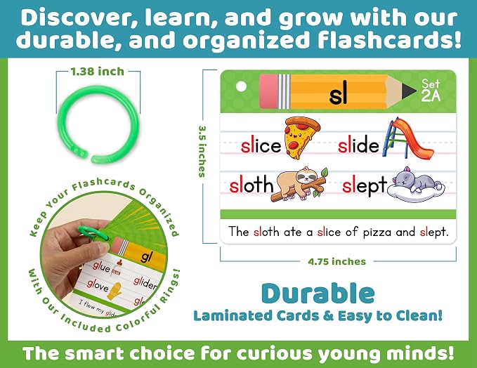 Bright Seed Phonics Flash Cards, Learn to Read, 120 Phonics Cards - Image 5
