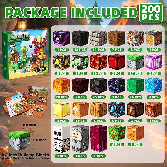 200PCS Magnetic Blocks STEM Educational Magnetic Building Cubes Toys - Image 7