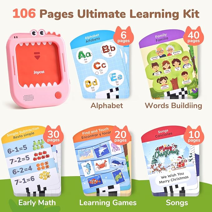 JoyCat Bilingual Kids Learning Tablet, 106 Pages Spanish-English Cards - Image 5