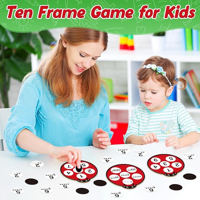 Kasfalci Number Games for Kids Toddlers,Ten Frame Set,Math Games,Math Manipulative,Addition & Subtraction Flash Cards,Ladybug Counting Toys,Matching Board Games,Preschool Classroom Must Haves - Image 5