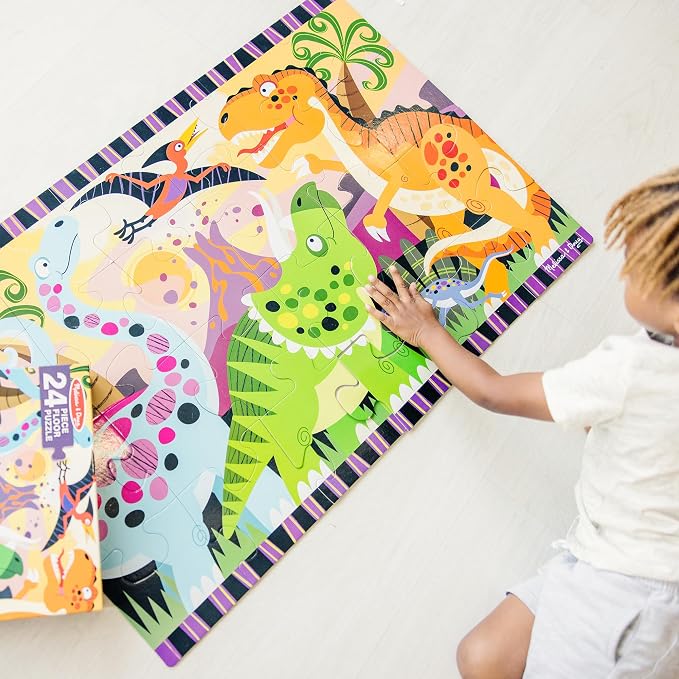 Melissa & Doug Dinosaur Dawn Jumbo Floor Puzzle (24 Pieces, 2 x 3 Feet), Jigsaw Puzzle for Preschoolers and Kids Ages 3+ - FSC Certified - Image 2