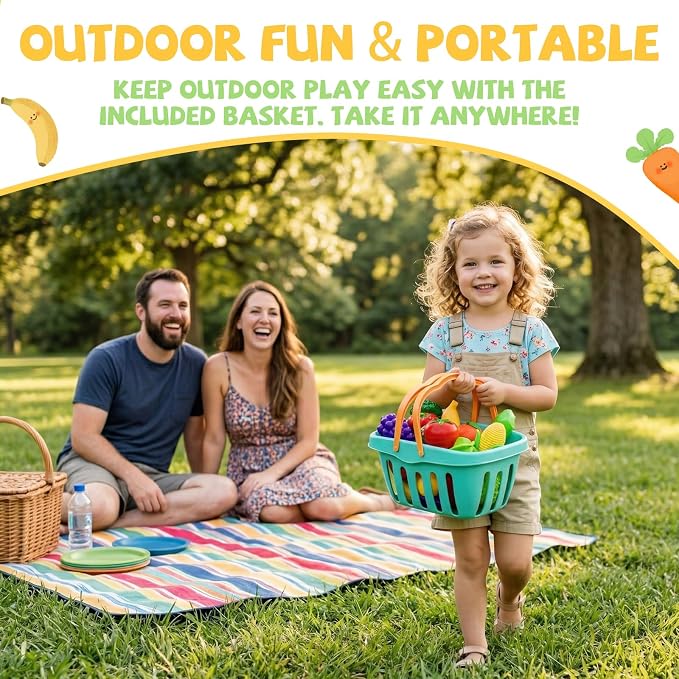 ALASOU Play Food Set with Hanging Felt Tree Mat & Storage Basket - Image 5