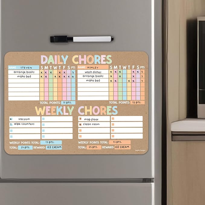Magnetic Chore Chart for Kids Multiple Kids, Chore Board Adults and Teens by HadleyDesigns