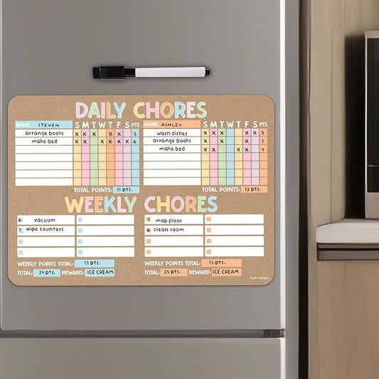Magnetic Chore Chart for Kids Multiple Kids, Chore Board Adults and Teens by HadleyDesigns