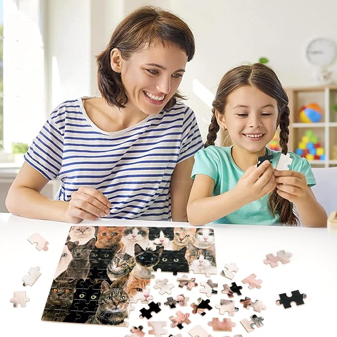 LELEMON 100 Pieces Cute Cats Jigsaw Puzzle for Kids Ages 4-8 Multicolor Cats Puzzles in a Metal Box Children Girls Boys Learning Educational Puzzles Toys - Image 6