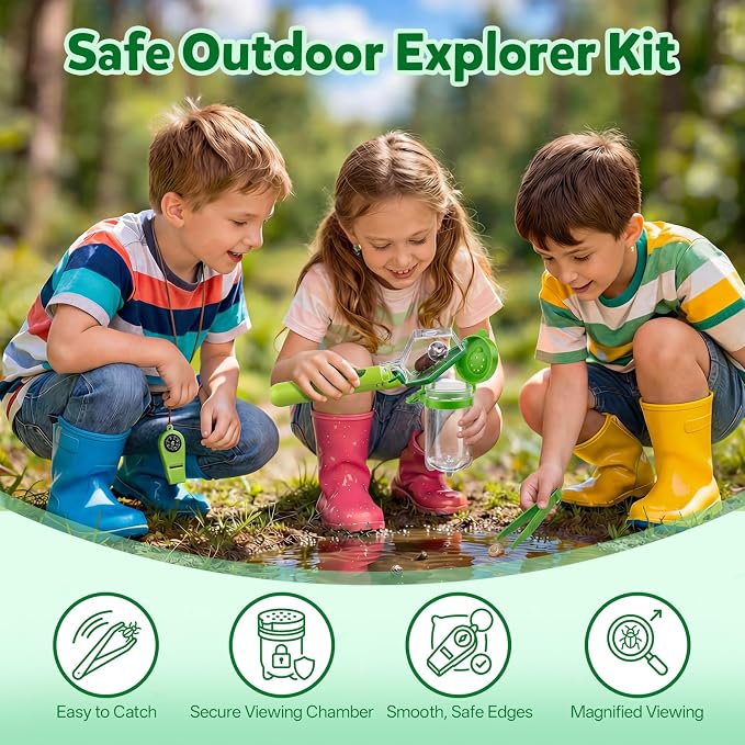 Kiditos Bug Catcher Kit for Kids Ages 3-8, One-Click Insect Catcher - Image 2