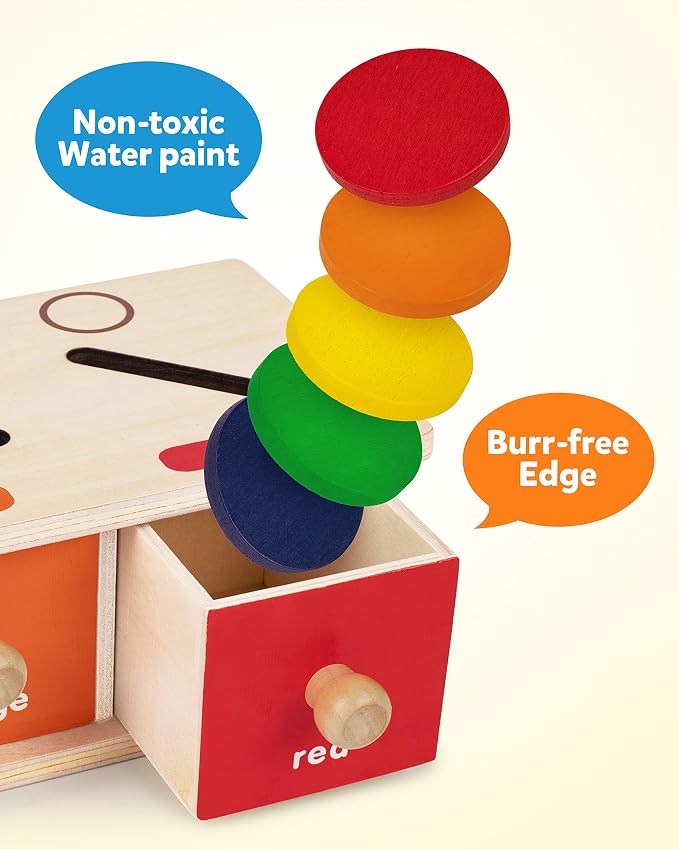Coogam Montessori Toys Wooden Color Shape Sorting Box Game Geometric Matching Blocks Early Learning Educational Toy Gift for 3 4 5 Year-Old Baby Toddlers - Image 5