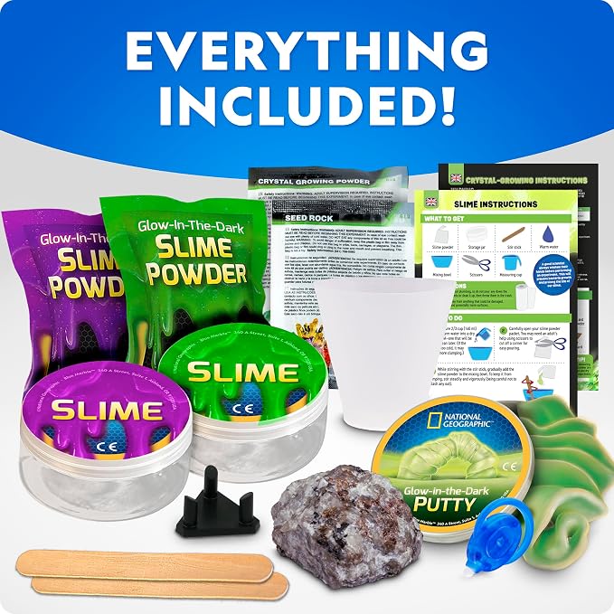 NATIONAL GEOGRAPHIC Mega Science Kit - Glow in The Dark Lab with Crystal Growing Kit, Slime Making, Glowing Putty, and More Science Experiments, Slime Kit for Boys and Girls (Amazon Exclusive) - Image 4