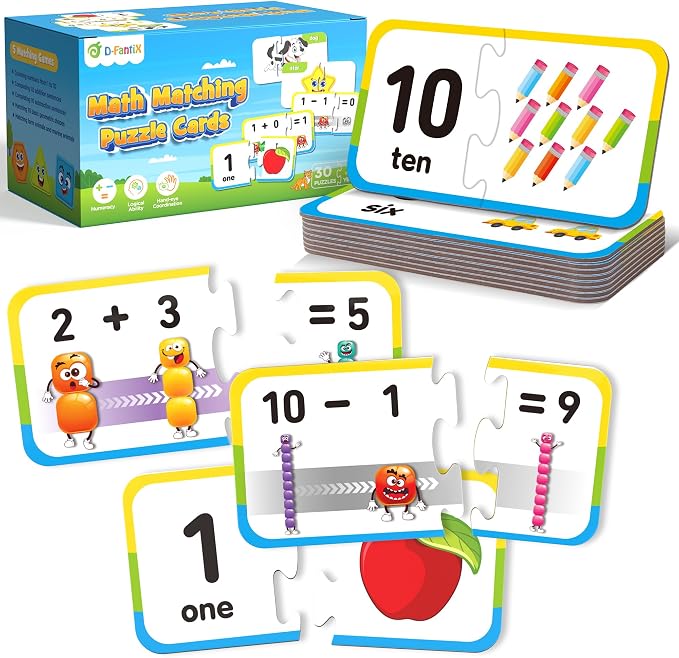 D-FantiX 30 Self-Correcting Number Puzzles Kindergarten Math Games for Kids by D-FantiX