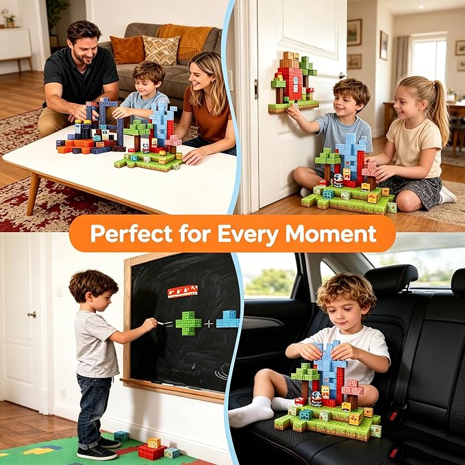 208PCS Magnetic Building Blocks Set for Kids Ages 3-8, 0.8in Magnetic Cubes STEM Construction Toy, 3D Magnet Building Blocks for Boys Girls, Birthday - Image 6