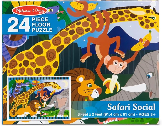 Melissa & Doug Safari Social Jumbo Floor Puzzle (24 Pieces, 2 x 3 Feet), Jigsaw Puzzle for Preschoolers and Kids Ages 3+ - FSC Certified - Image 3