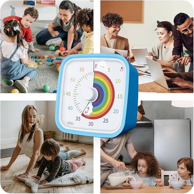Yunbaoit Rainbow Visual Timer for Kids, 60-min Countdown Timer, Blue - Image 7