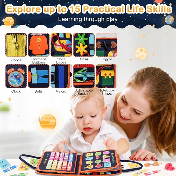 Teefrye Toddlers Busy Board Montessori Toys for Boy Learning Activity Book - Image 3