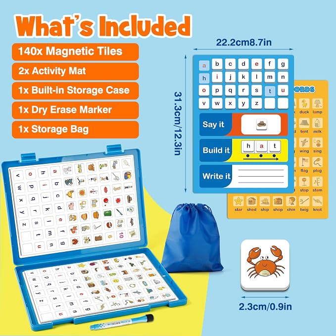 Aizweb CVC Word Games: Magnetic Letter Tiles for Phonics&Word Family,Age 5+ - Image 3