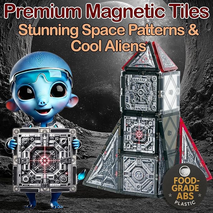 Little Pi Space Battleship Magnetic Tiles, Building Blocks for Kids - Image 4