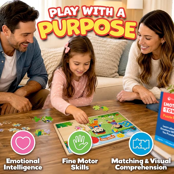ThinkPsych Emotion Town Puzzle Pack (4 x 60 pcs, Wood Frame) - Image 5
